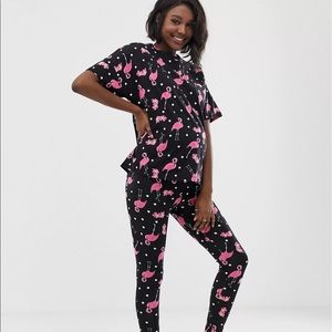 ASOS black flamingo maternity pajamas.  Size 8.  Lightly worn.